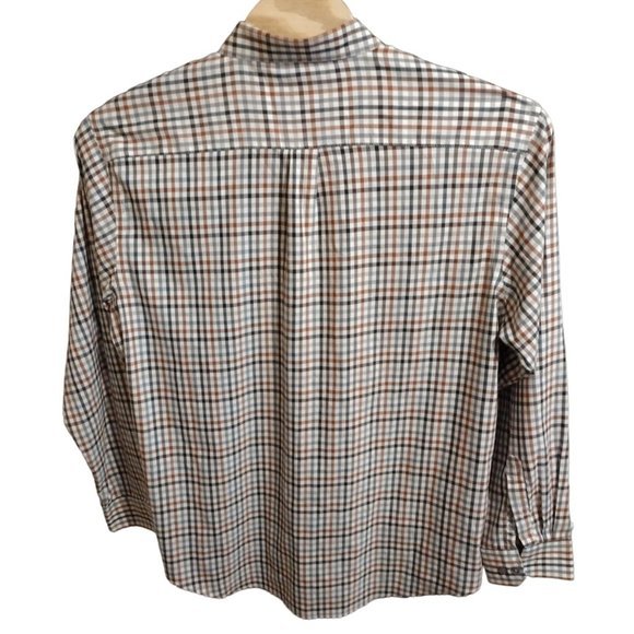 Van Heusen Flex Long Sleeve‎ Brown Plaid Shirt - Picture 3 of 5